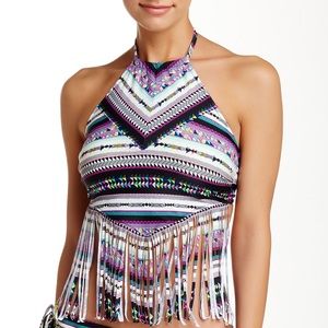 NWT Jessica Simpson Medium High Neck Fringe Top